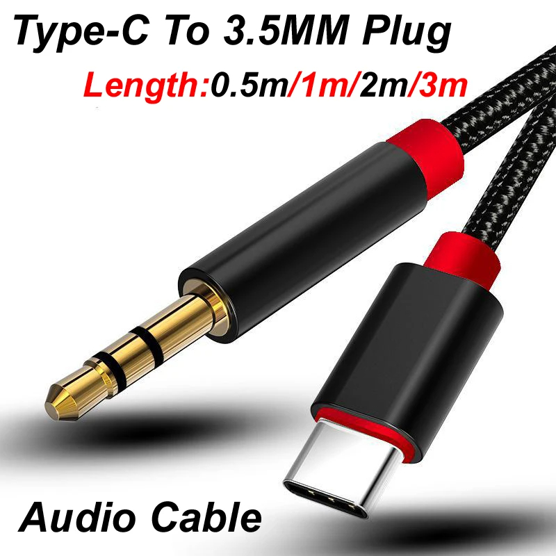 Cable Extension 3.5 - 0.5m/1m/2m/3m tipo-c USB-C para 3.5mm macho