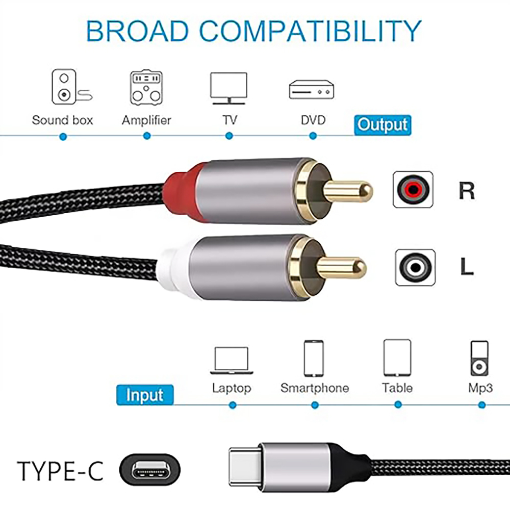 Cabo de áudio usb c para 2 rca - Earphone Splitter Jack avaliação e preço
